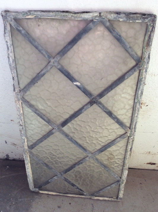 40.4cm X 22.5cm Salvaged Old Antique Translucent Pane Leaded Glass Window