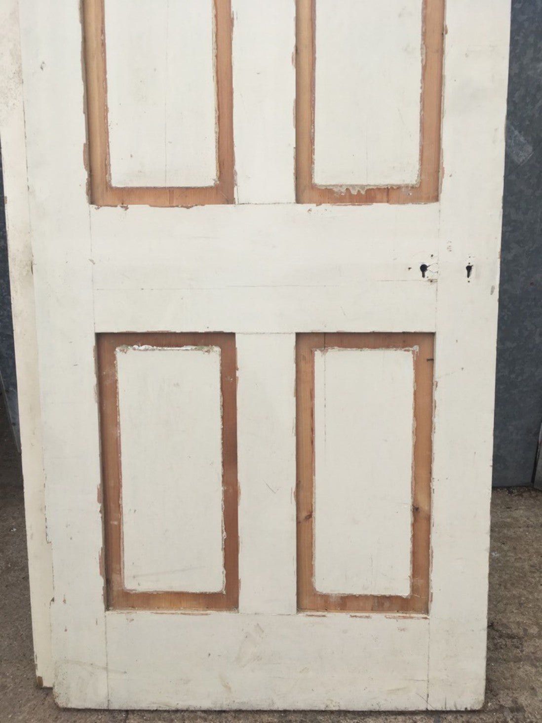 31 1/2”x78 1/4” Reclaimed Victorian Painted Pine 2 Over 2 Panel Internal Door