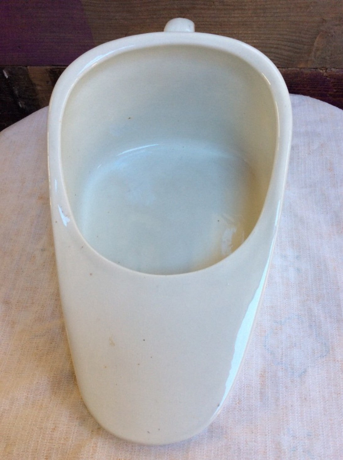 Reclaimed Vintage 1930s Old Ceramic Bedpan Potty Slipper Shape 40cm Long