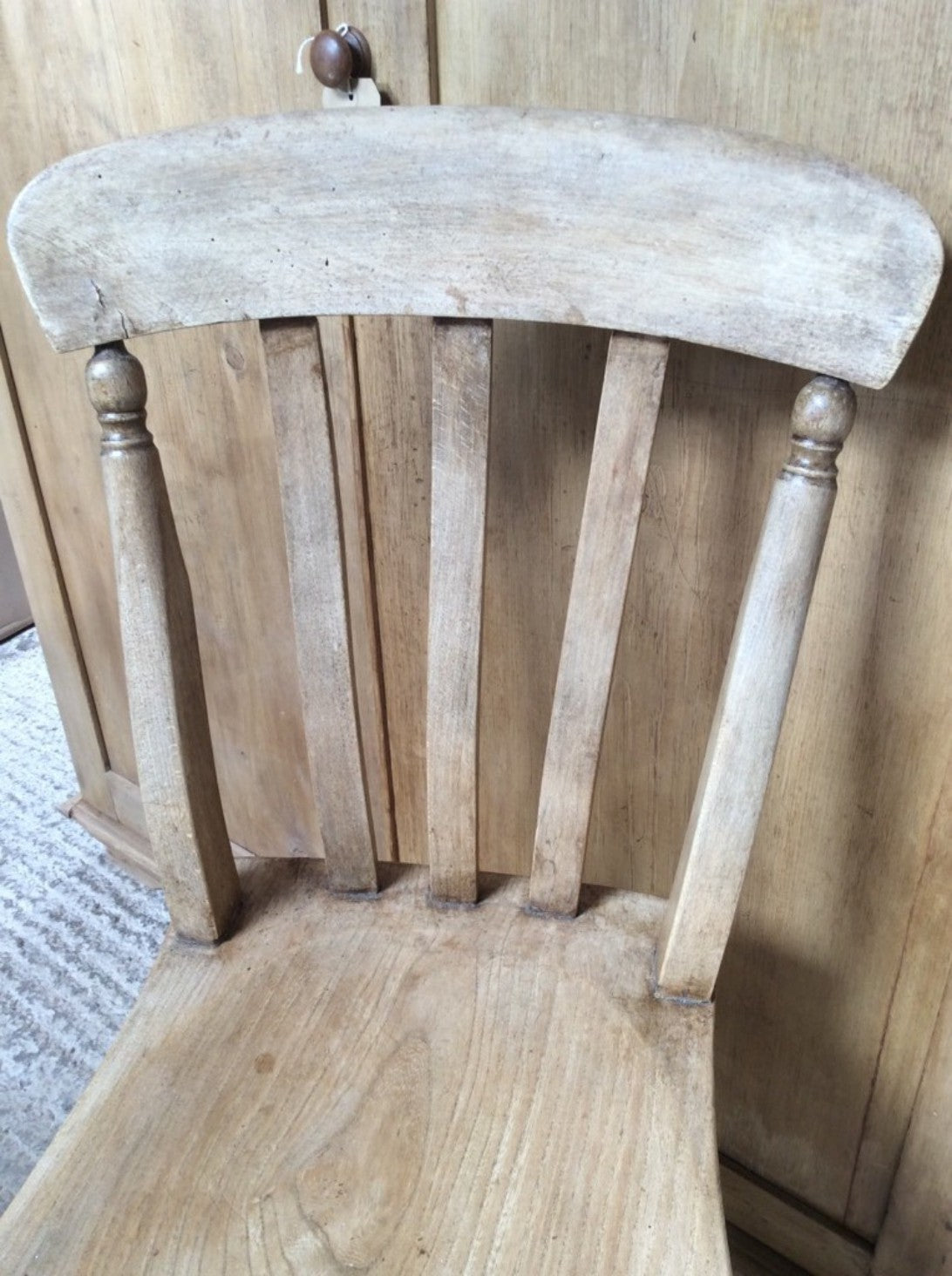 Interesting Old Elm & Beech Steel Slat Back Stool Chair With Metal Legs 42" High