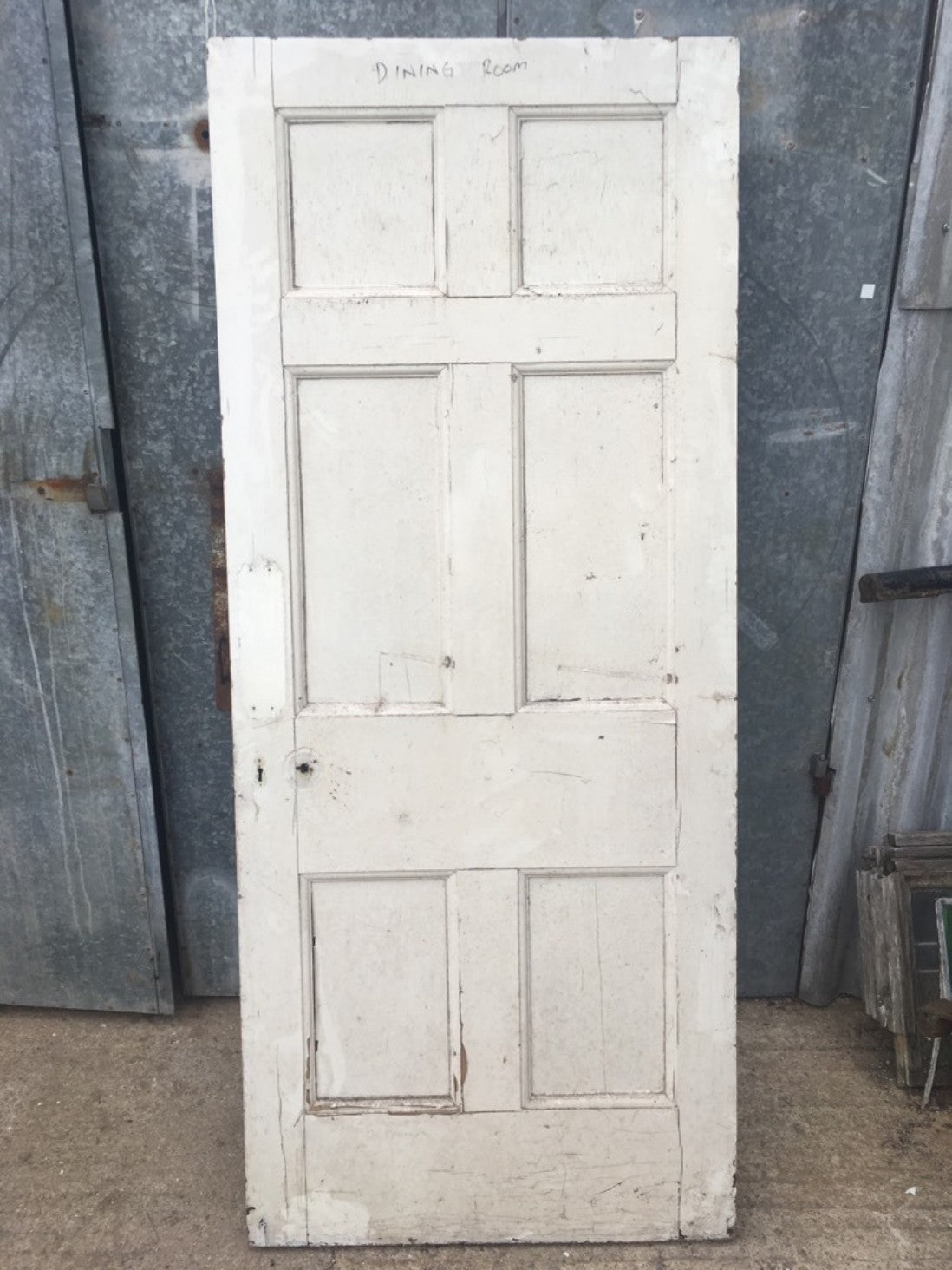 35”x82 3/8” Reclaimed Victorian Painted Pine Six Panel Internal Door