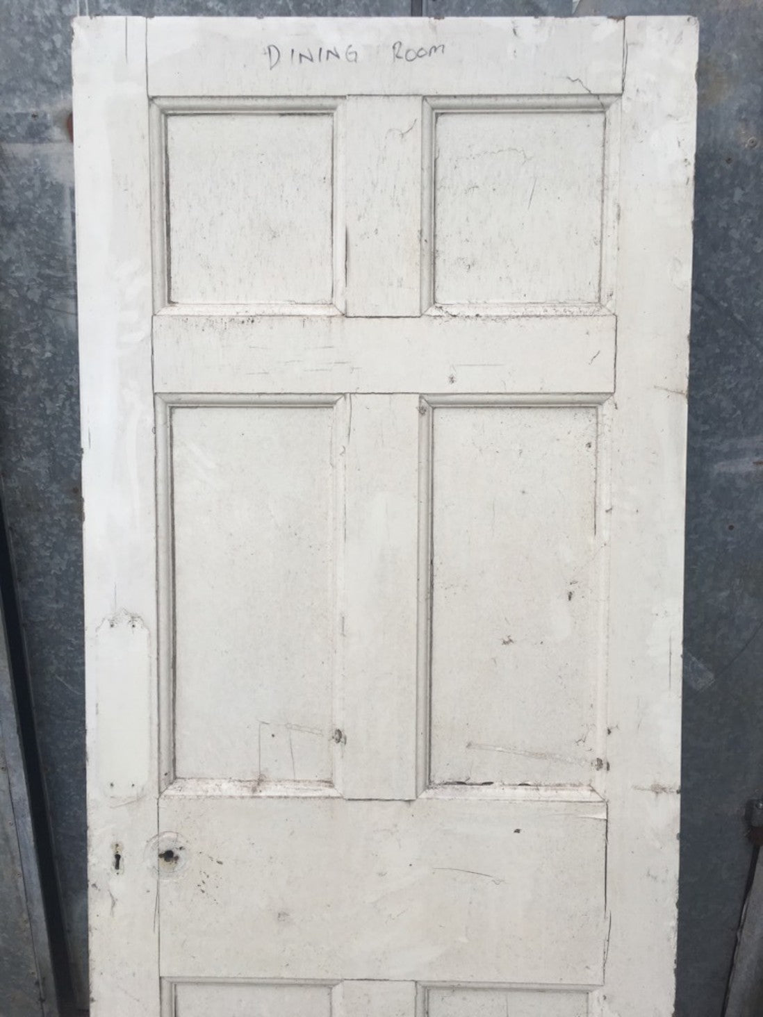 35”x82 3/8” Reclaimed Victorian Painted Pine Six Panel Internal Door