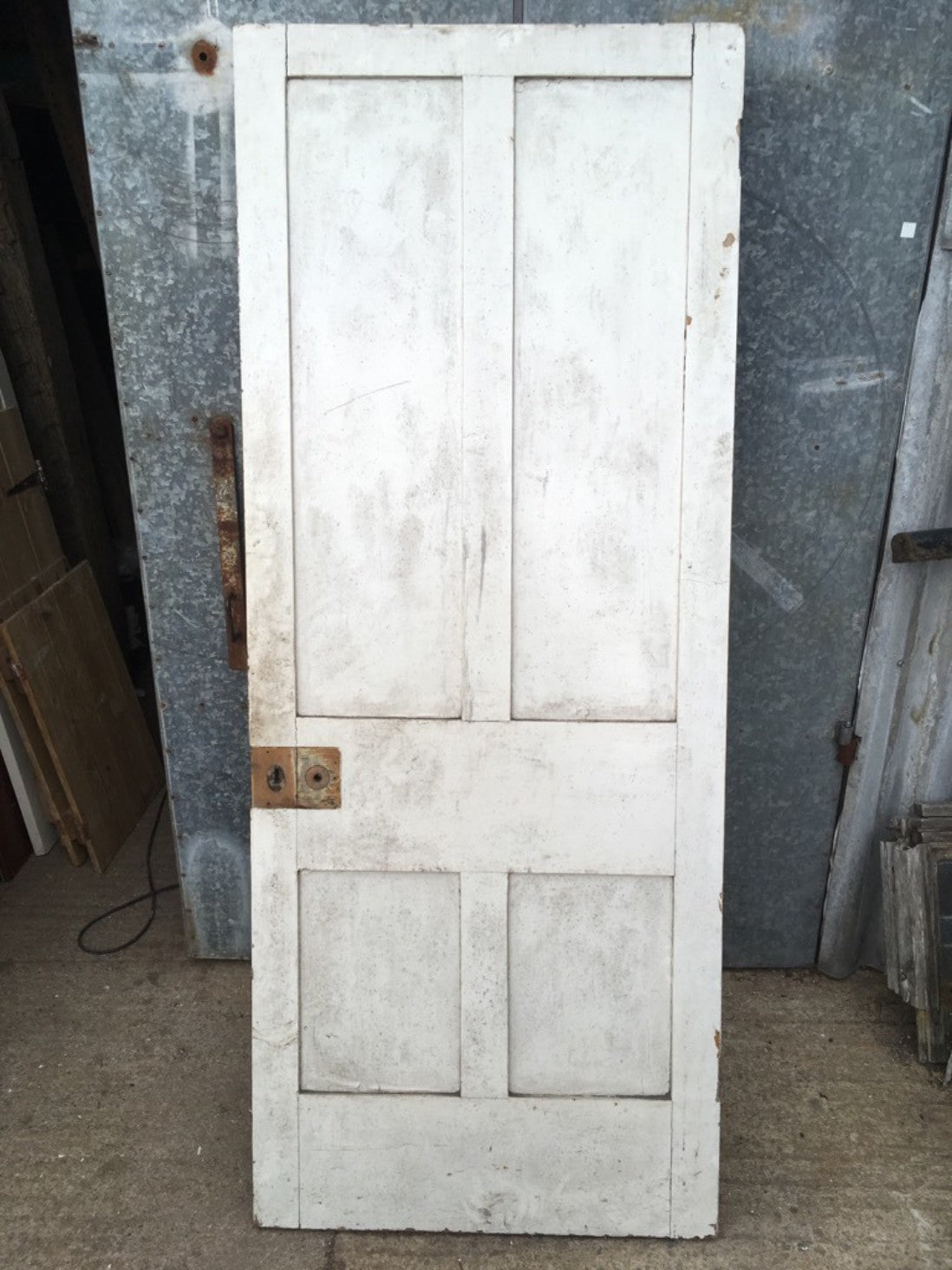 31 3/4”x79 1/4” Victorian Painted Pine Four Panel 2 Over 2 Internal Door