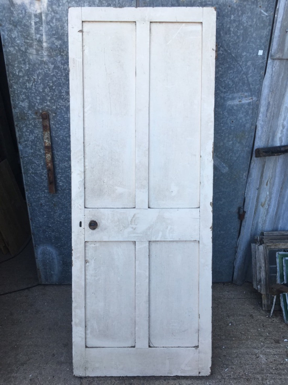 29 5/8”x76 1/2” Victorian Painted Pine Four Panel 2 Over 2 Internal Door