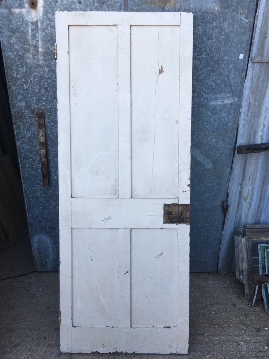 29 5/8”x76 1/2” Victorian Painted Pine Four Panel 2 Over 2 Internal Door