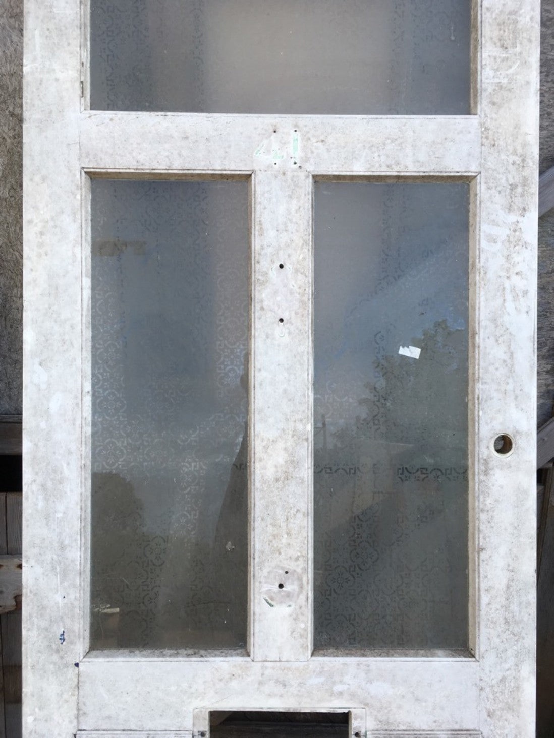 35 3/4”x90 1/8” Victorian Painted Pine Four Panel Glazed Internal External Door