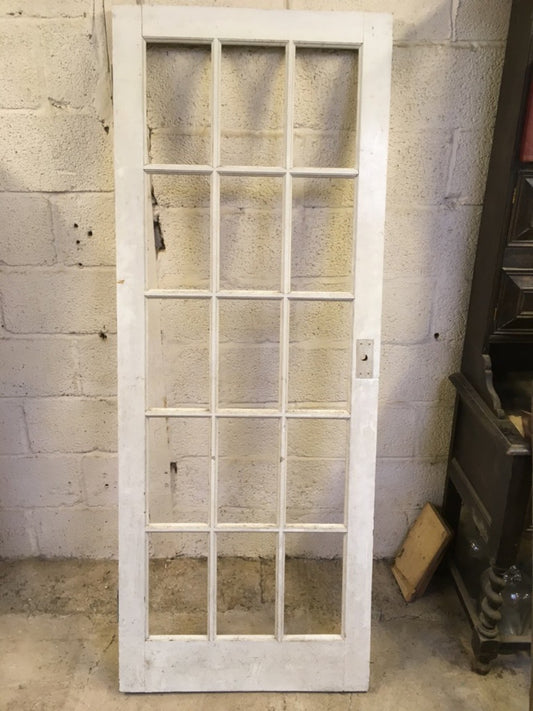 29 7/8”x77 1/4” Reclaimed Modern Painted Pine Ex-Glazed Internal French Door