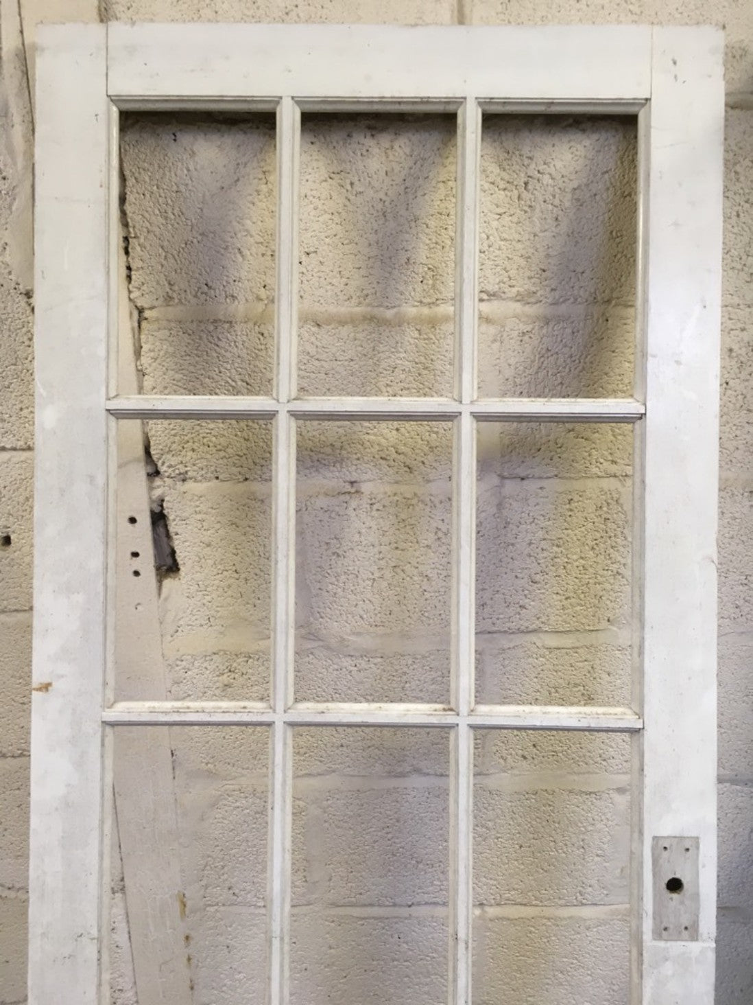 29 7/8”x77 1/4” Reclaimed Modern Painted Pine Ex-Glazed Internal French Door