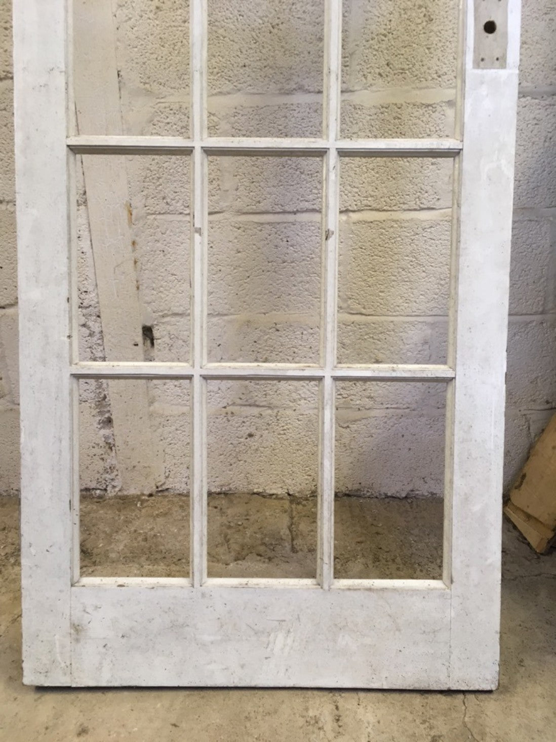 29 7/8”x77 1/4” Reclaimed Modern Painted Pine Ex-Glazed Internal French Door