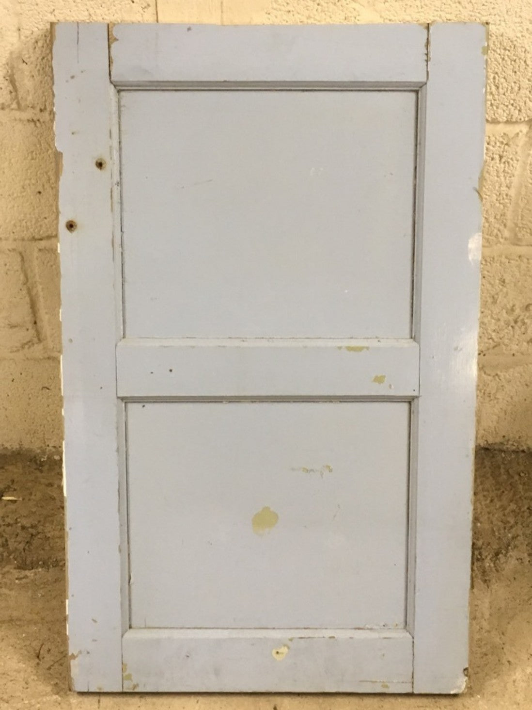 23 3/4”x38 1/2” Reclaimed 1970s Painted Pine Two Panel 1 Over 1 Internal Door