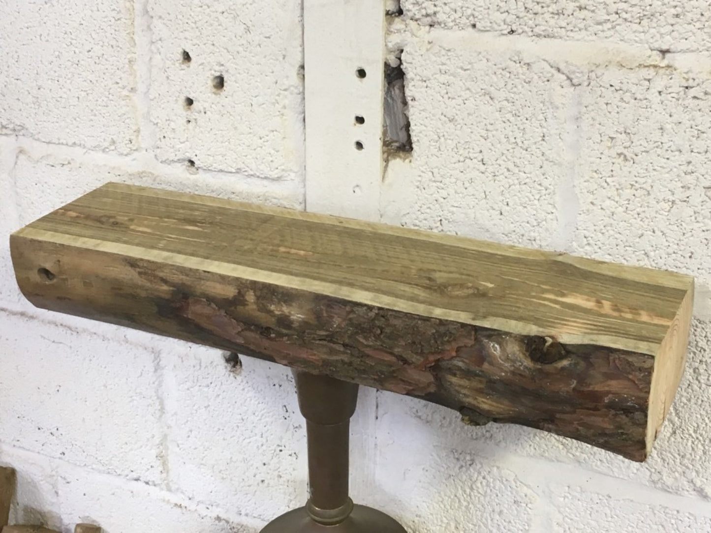 66cm Pine Old Beam Solid Waney Edge Rustic Post Fireplace Over Mantle Lintel