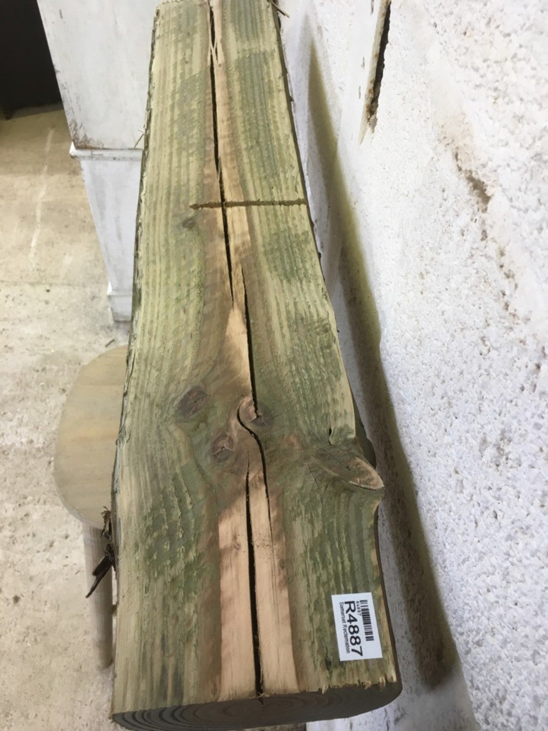 86.5cm Old Solid Pine Beam Waney Edge Rustic Post Fireplace Over Mantle Lintel