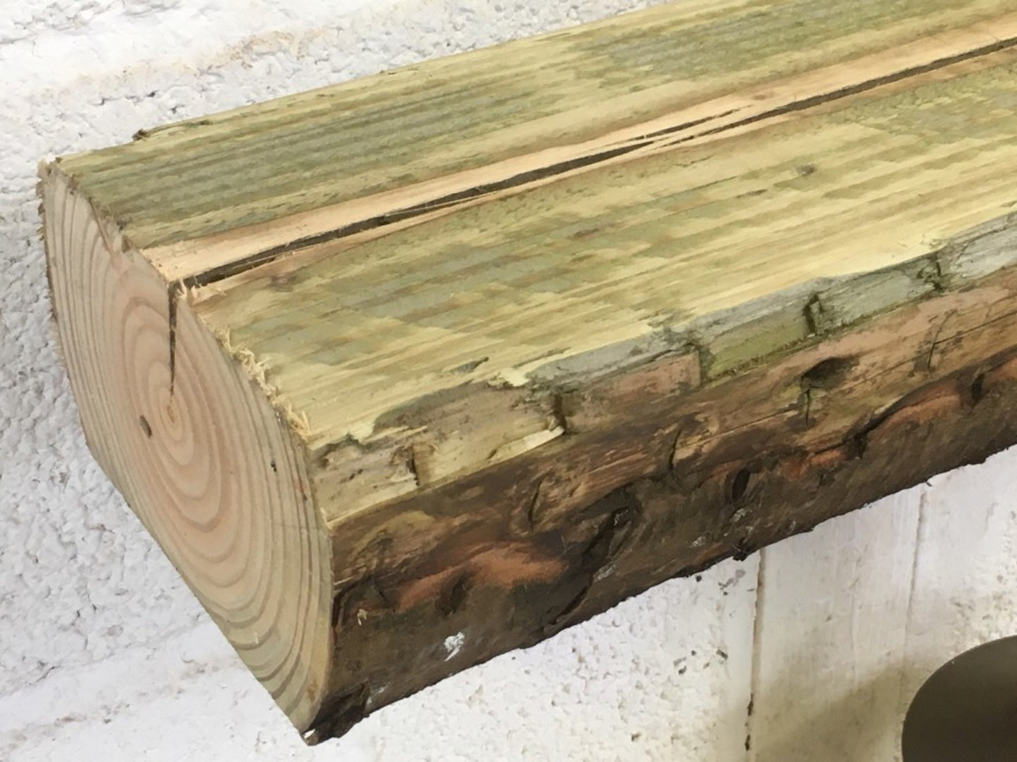 86.5cm Old Solid Pine Beam Waney Edge Rustic Post Fireplace Over Mantle Lintel