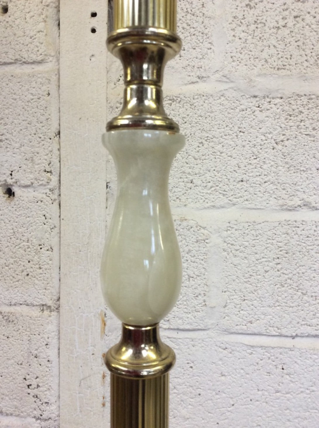 Vintage Retro Style Marble Brass & Natural Onyx Free Standing Floor Lamp & Shade