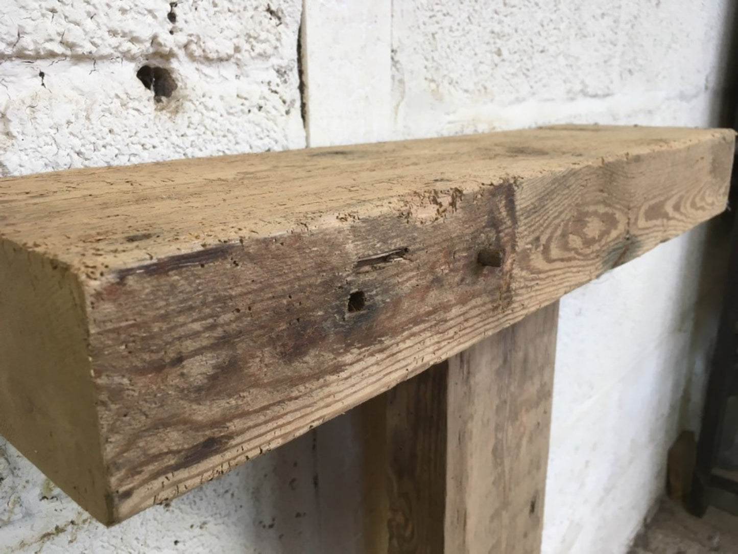2ft Or 61cm Long By 7” Old Reclaimed Rustic Pine Mantle Shelf Wormy Shelf