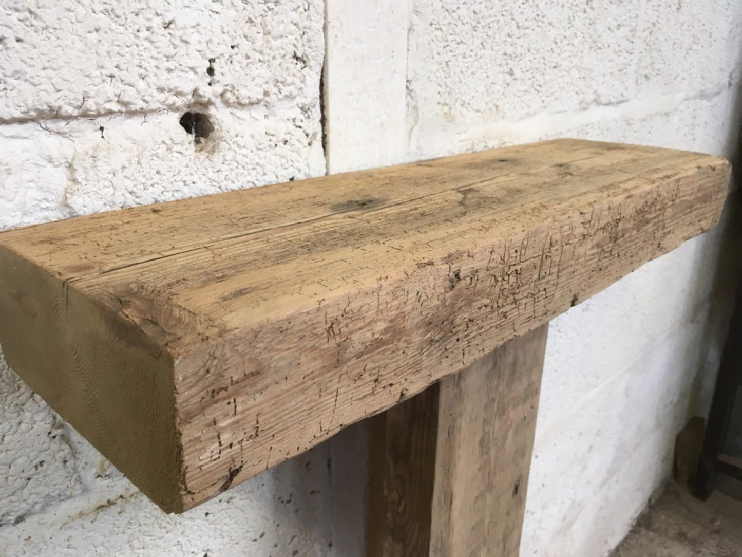 2ft Or 61cm Long By 7” Old Reclaimed Rustic Pine Mantle Shelf Wormy Shelf