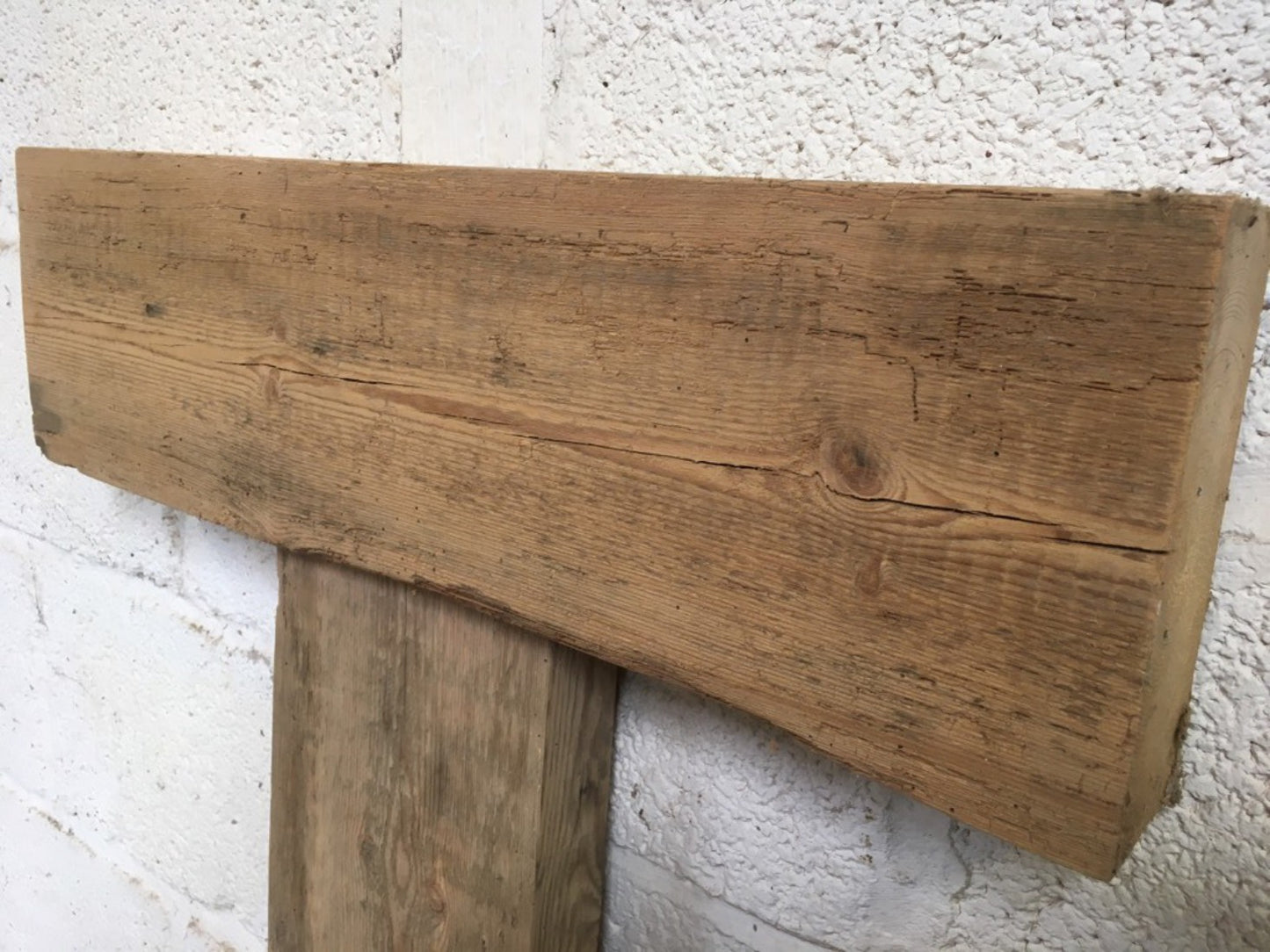 2ft X 6 7/8” X 2 7/8” Length Reclaimed Old Rustic Pine Mantel Shelf Wormy