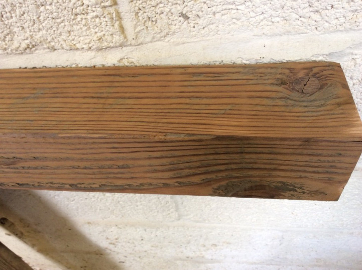 4ft 2 3/8" Or 1.28m Long Old Reclaimed Rustic Pine Mantel Shelf
