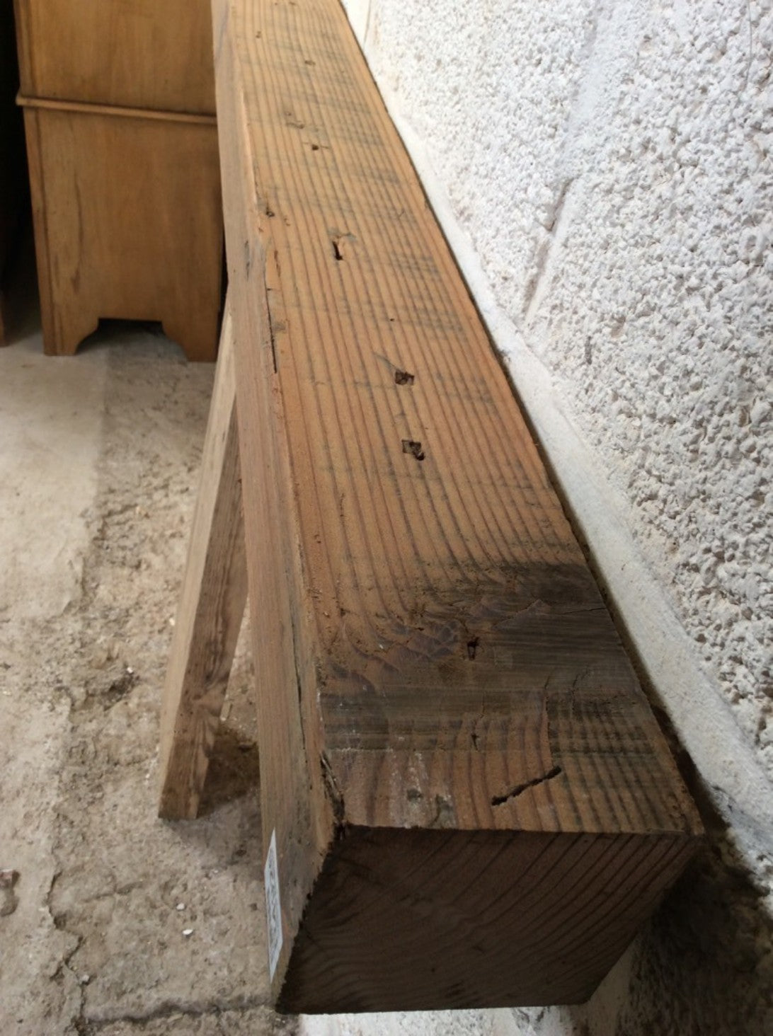4ft 2 3/8" Or 1.28m Long Old Reclaimed Rustic Pine Mantel Shelf