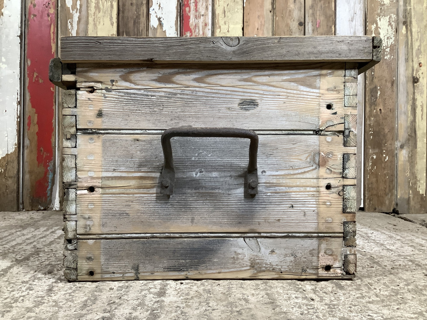 Lovely Rustic Pine Chest With Dovetail Joints & Metal Handles