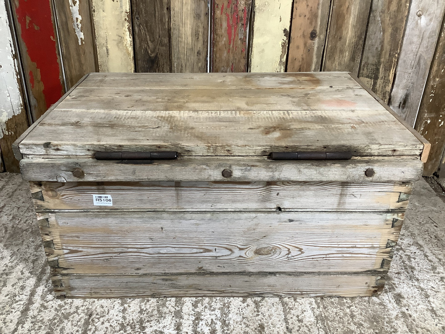 Lovely Rustic Pine Chest With Dovetail Joints & Metal Handles