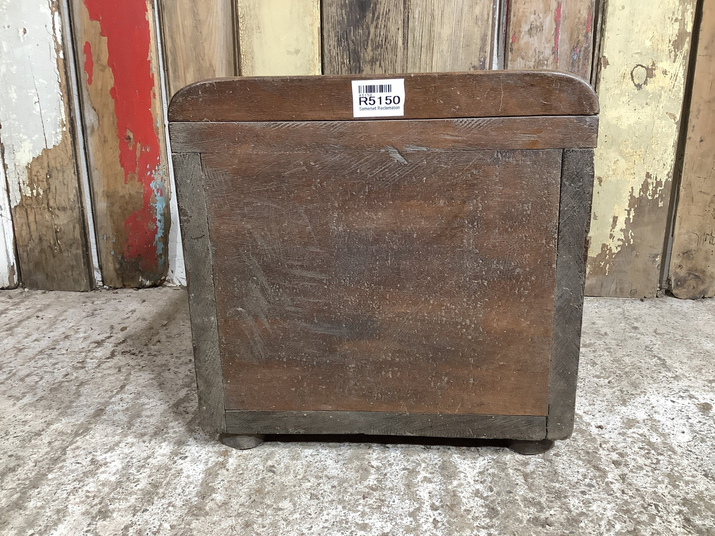 Antique Old Wooden Mahogany Coal Scuttle Box Bin With Sloped Lid With Liner