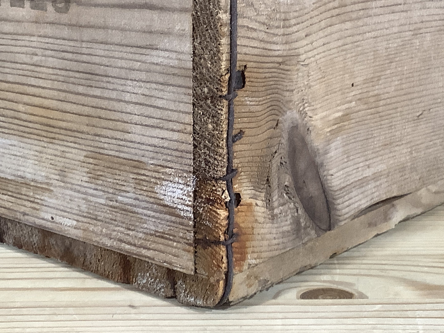 Old Quirky Rustic Small Solid Pine Box With Lid & “Baby Bottles” Text On Side