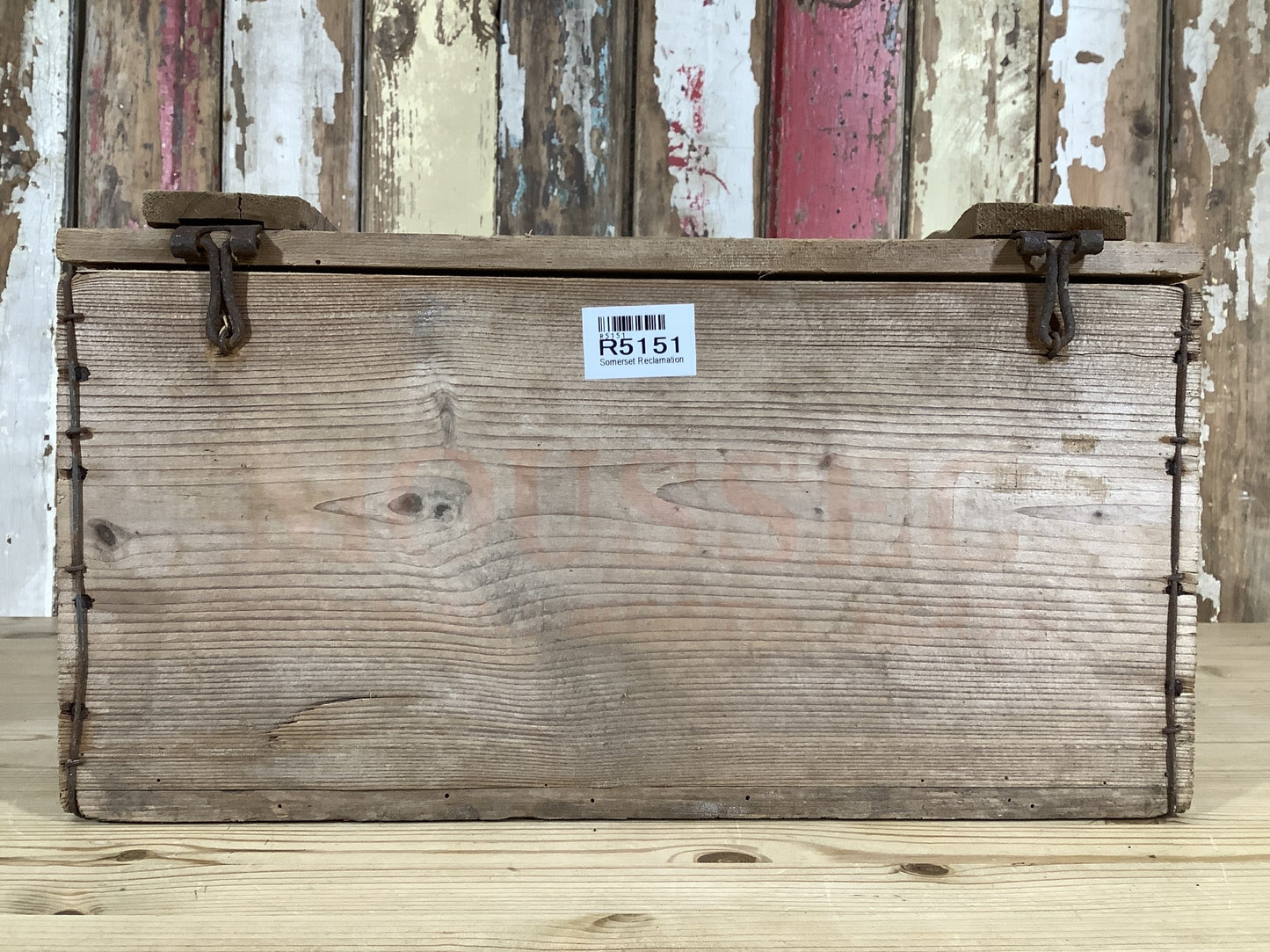 Old Quirky Rustic Small Solid Pine Box With Lid & “Baby Bottles” Text On Side