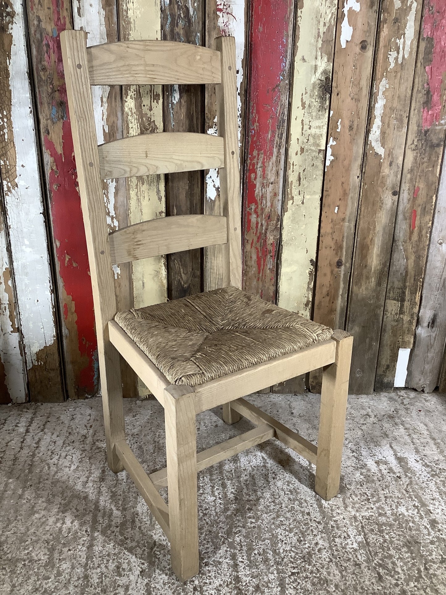 Solid Stained Ash Shaker Style Back Kitchen Dining Room Chair Sea Grass Seat