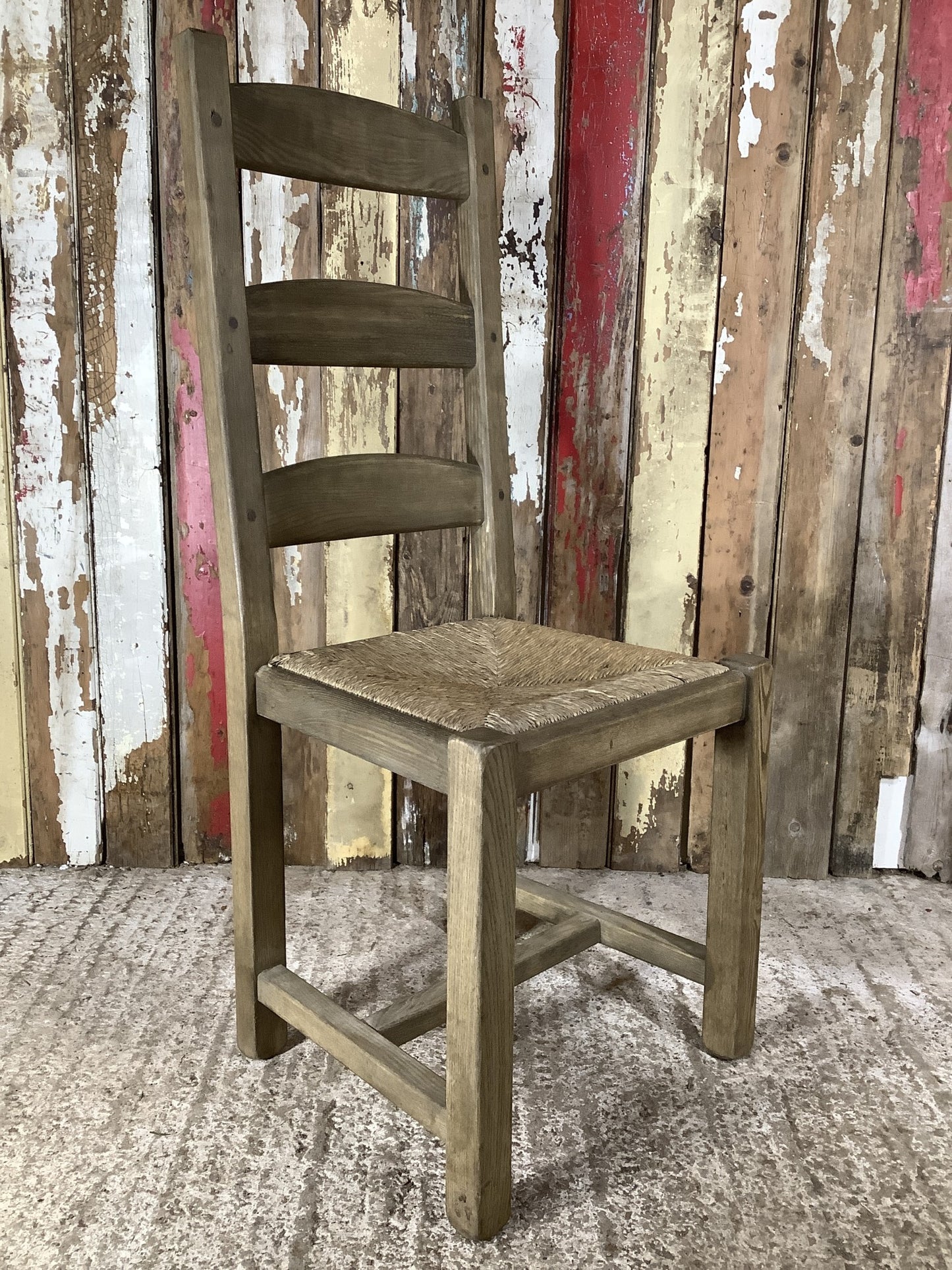 Solid Stained Ash Shaker Style Back Kitchen Dining Room Chair Sea Grass Seat