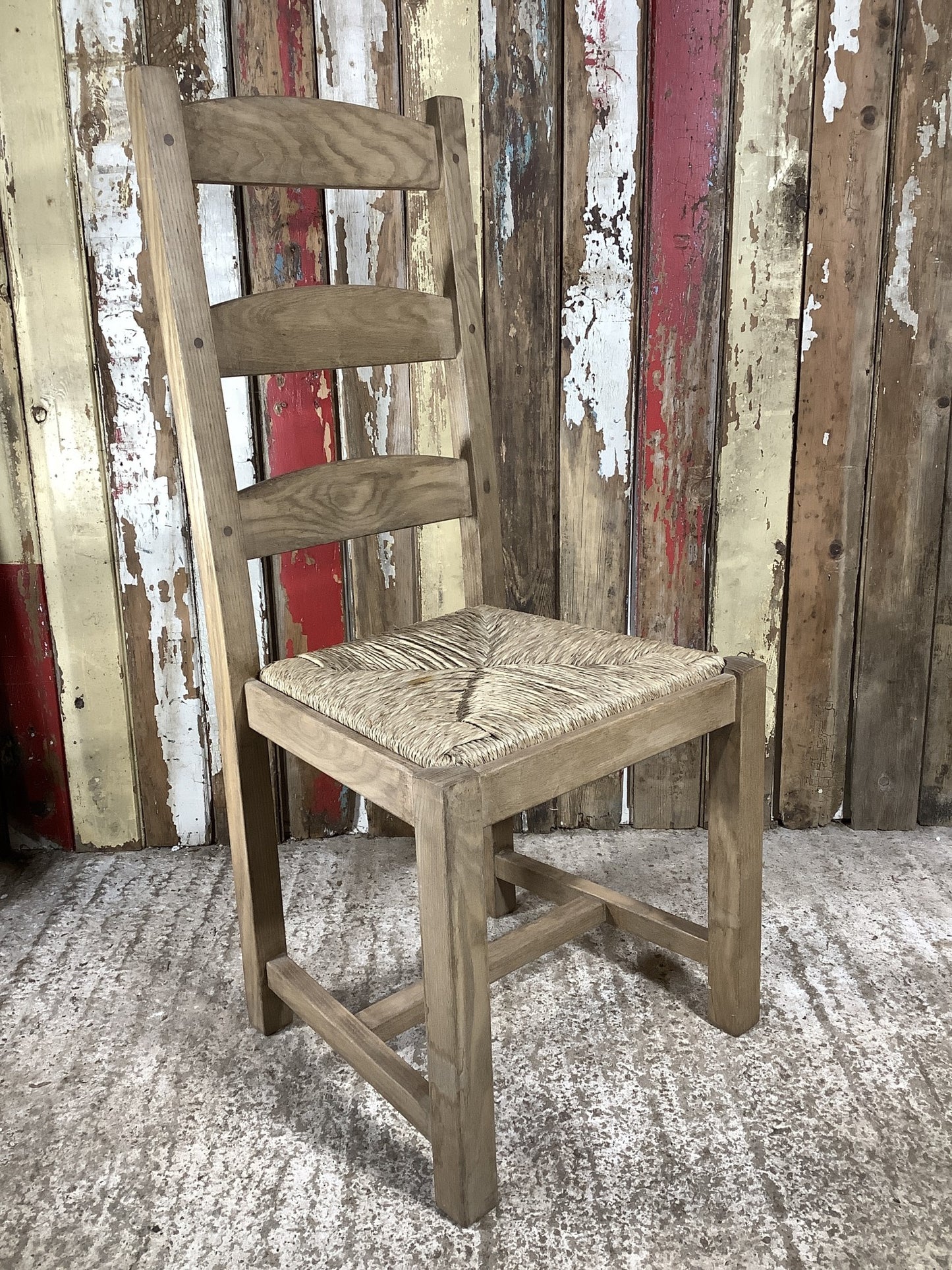 Solid Stained Ash Shaker Style Back Kitchen Dining Room Chair Sea Grass Seat