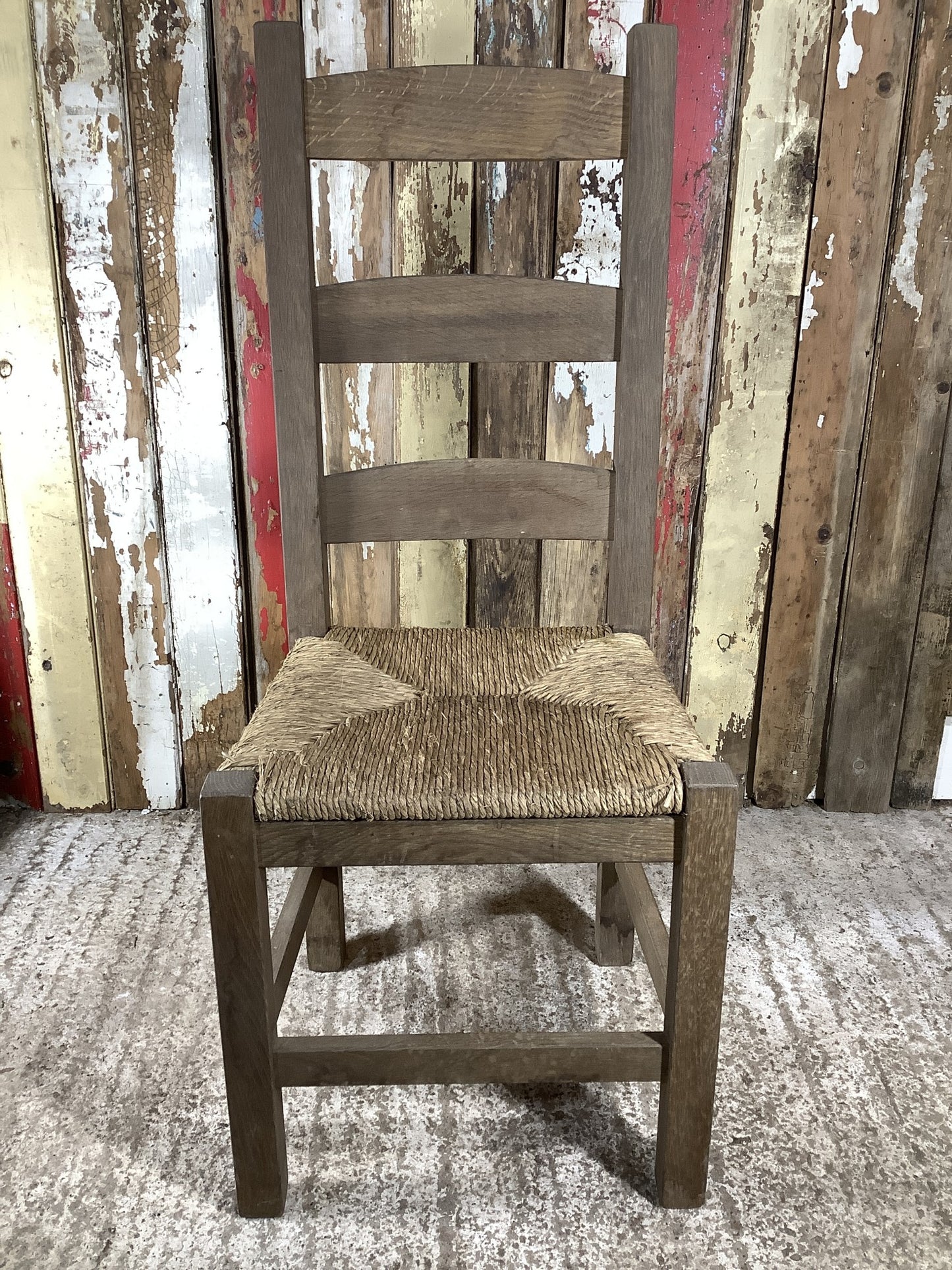 Solid Stained Oak Shaker Style Back Kitchen Dining Room Chair Sea Grass Seat