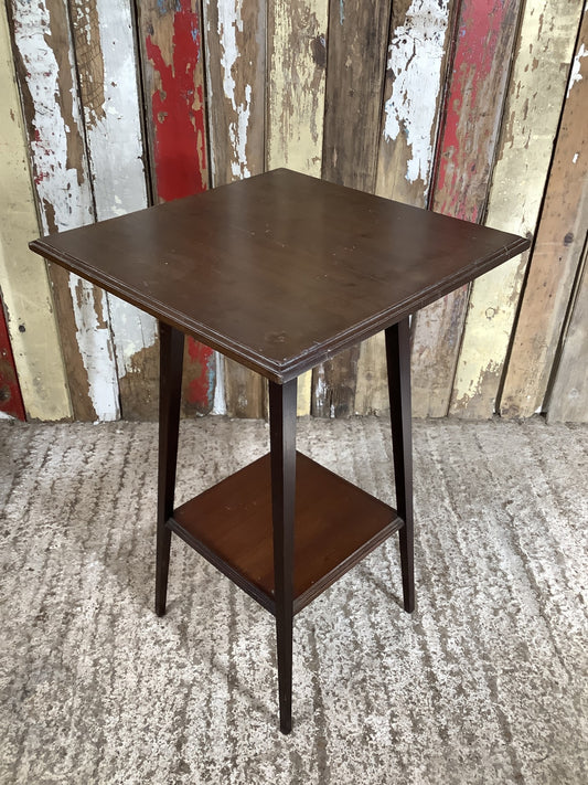 Lovely 1930’s Style 17” Square Mahogany Two Tier Side Table Plant Stand 4 Legs
