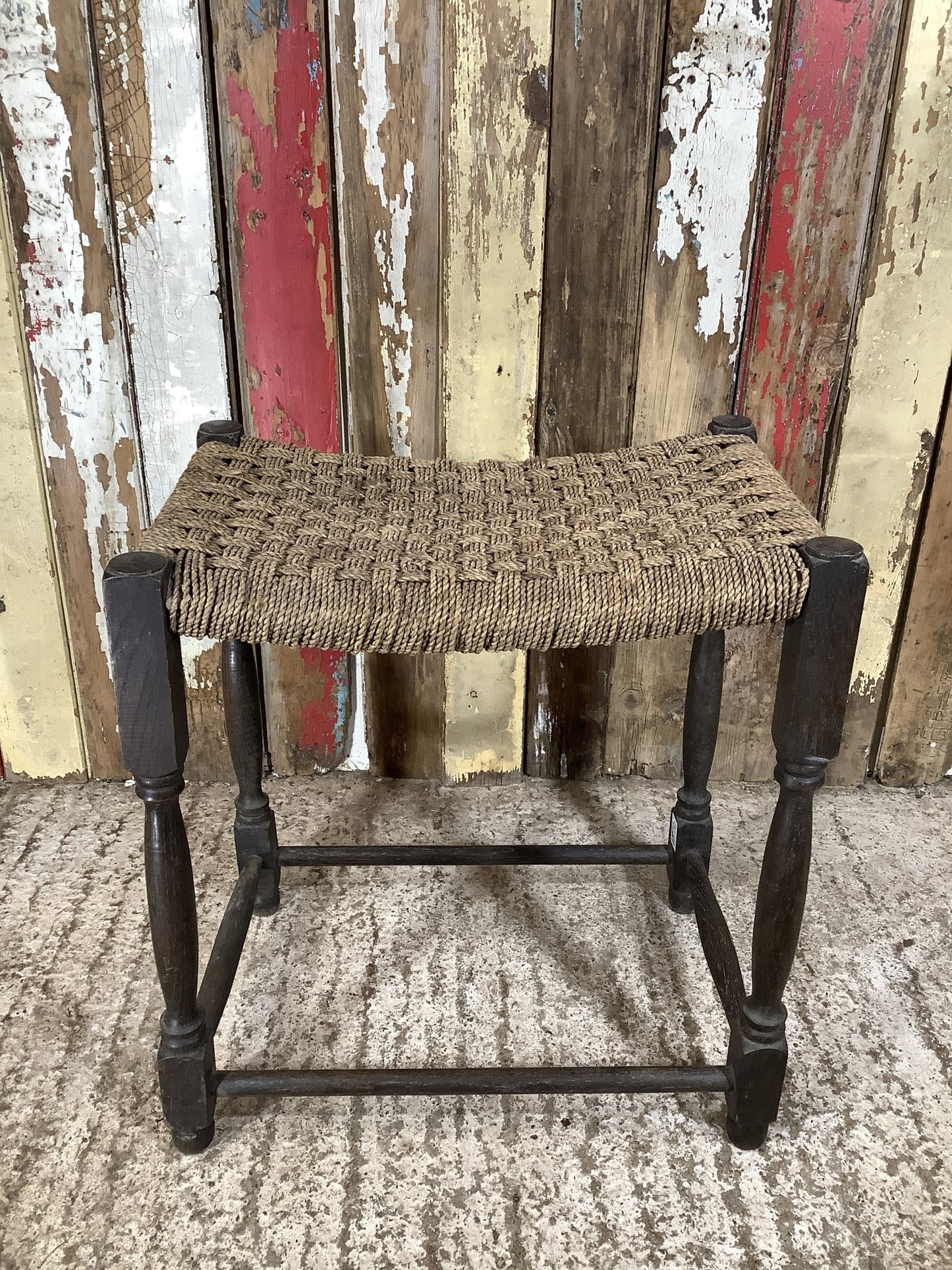 Lovely 1930’s Style 20” Wide Sea Grass Rush Seat With Oak Legs