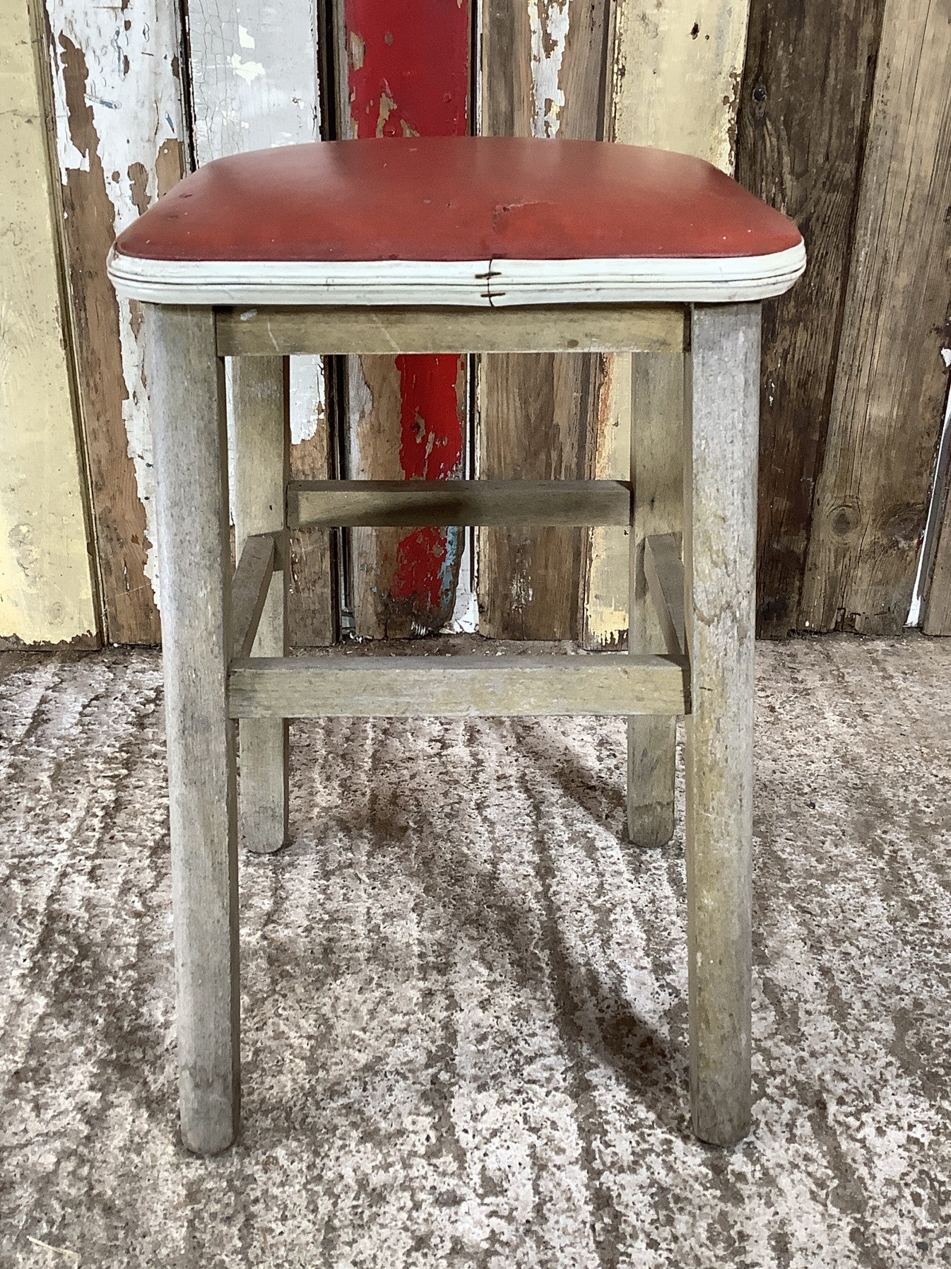 Quirky 1970s Stripped Beech & Plastic Stool