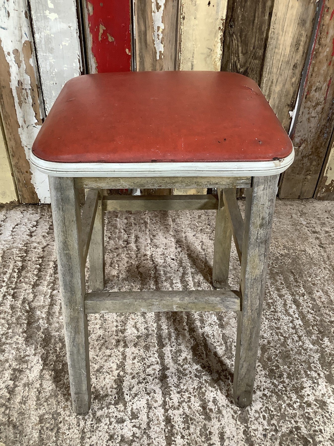 Quirky 1970s Stripped Beech & Plastic Stool