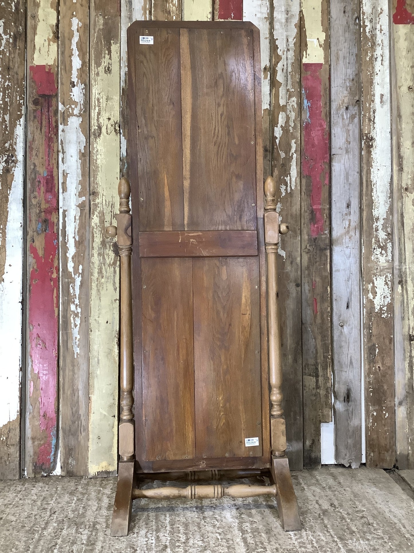 1930s Waxed Mahogany & Pine Full Length Mirror 4'11"