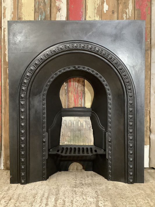 Victorian Cast Iron Livingroom Horseshoe Fireplace Insert Black 3'11"Hx2'5"W