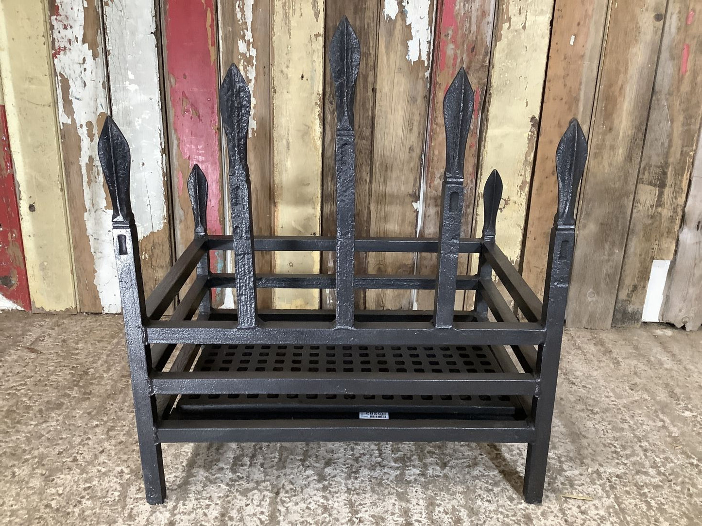 Old Large Wrought Iron Fire Basket With Spears 2'1"Hx1'9"W