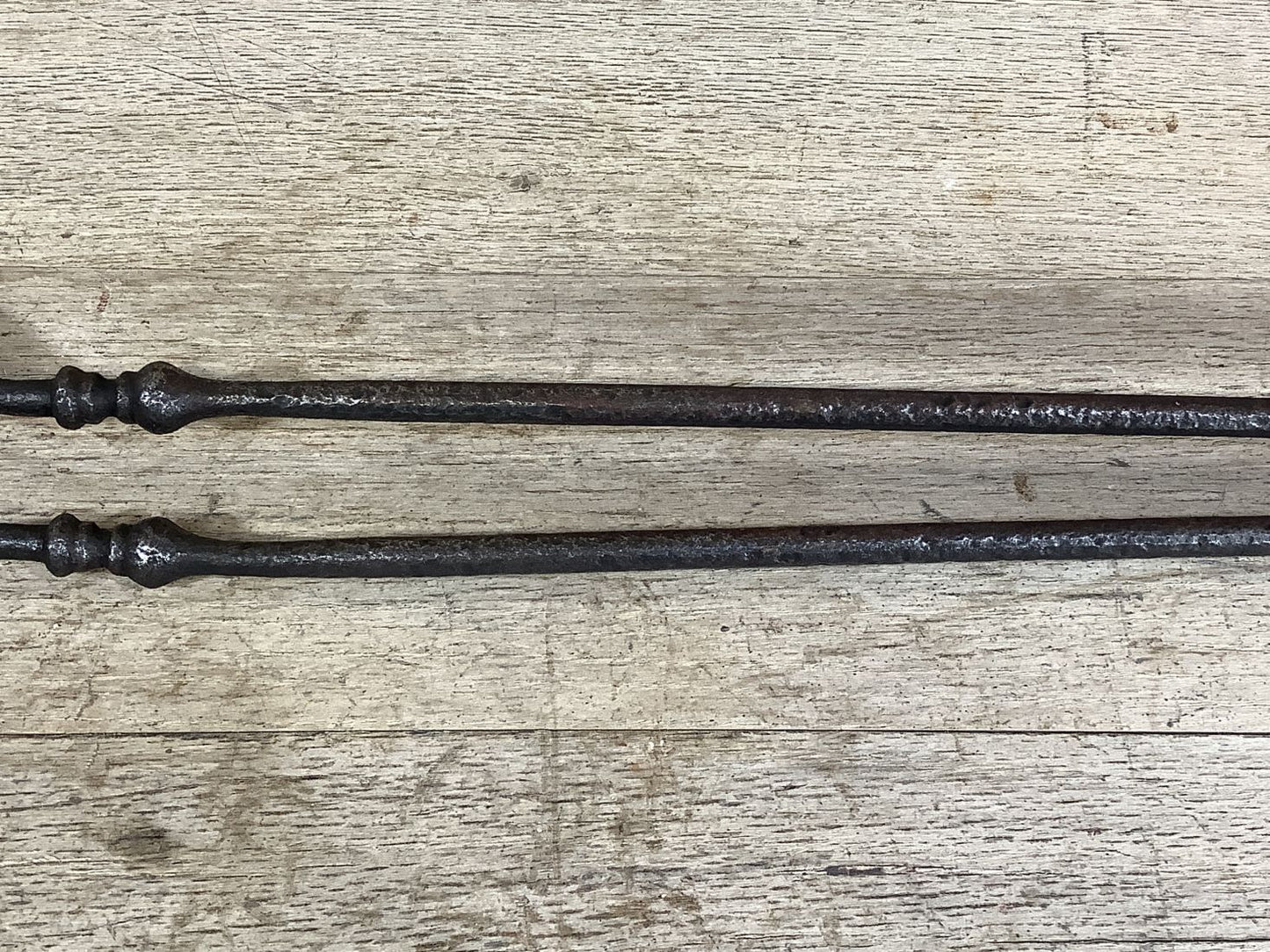 Long Set Of Antique Victorian Wrought Iron Fireplace Log Tongs Tools 2’L