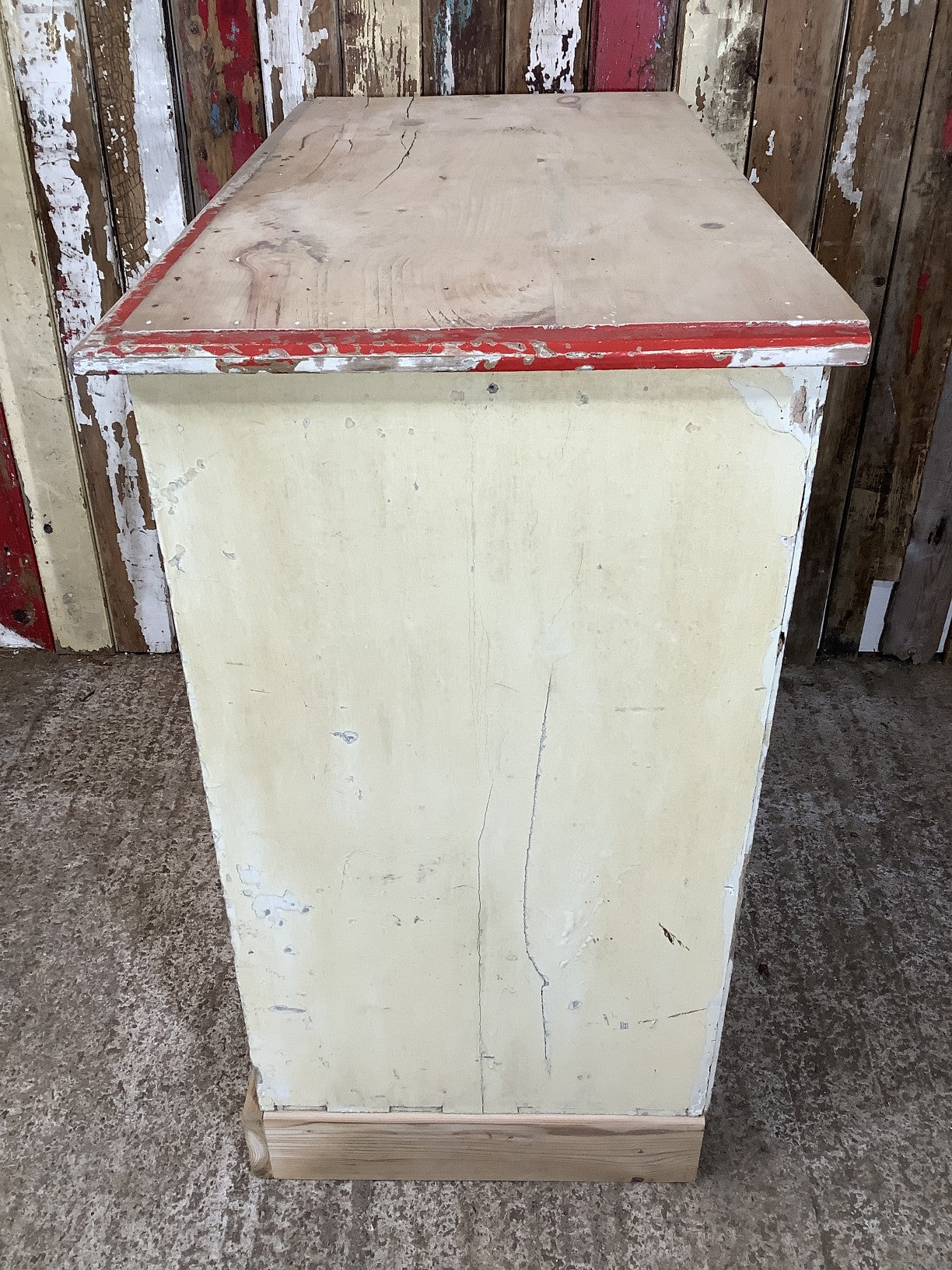 Salvaged Victorian Old Painted Pine 2 Over 3 Chest of Drawers 3'0"Hx3'3"W