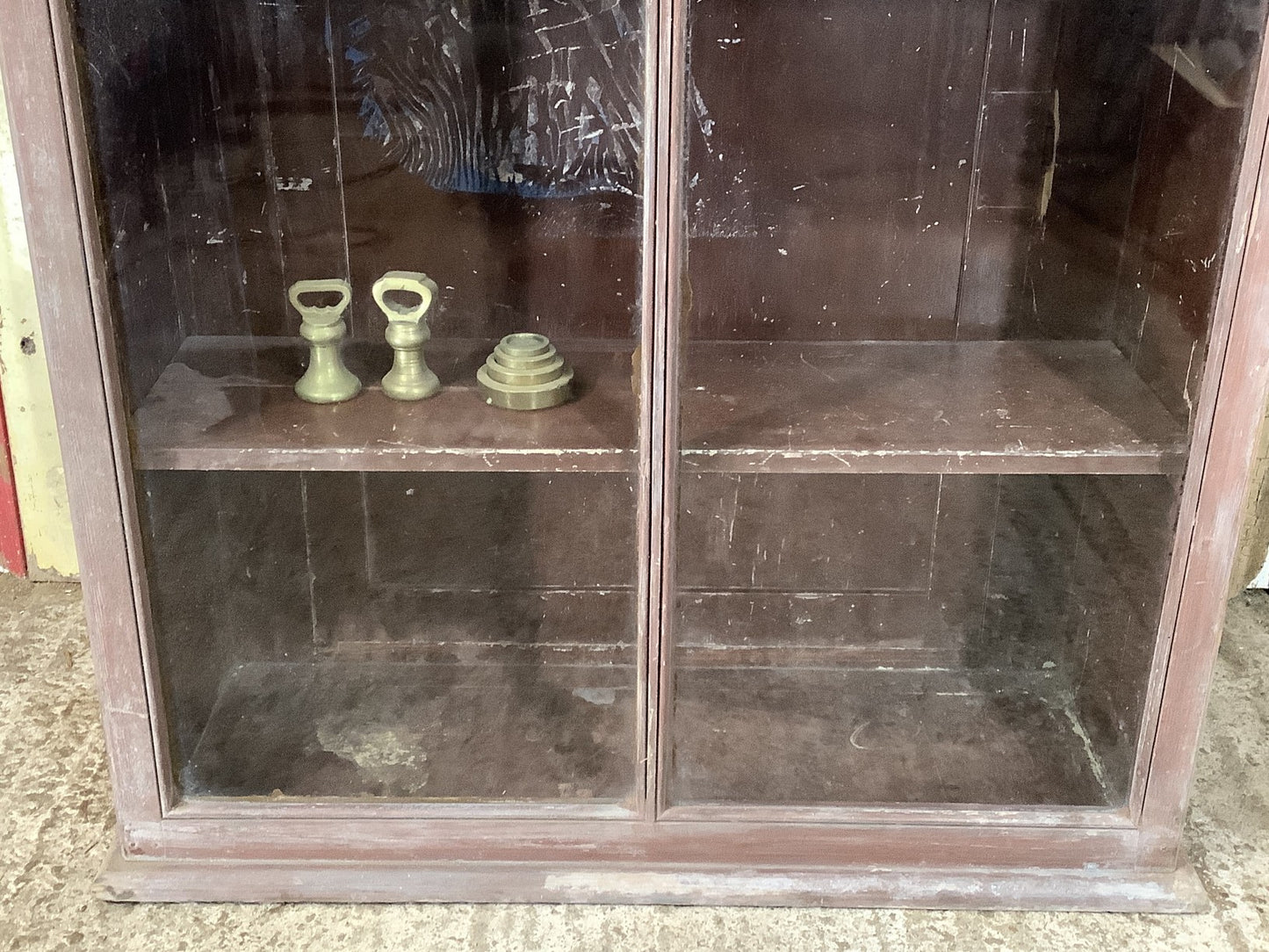 Old Victorian Pine Glazed Front Shop Display Cabinet With Key 3'2"Hx2'8"W