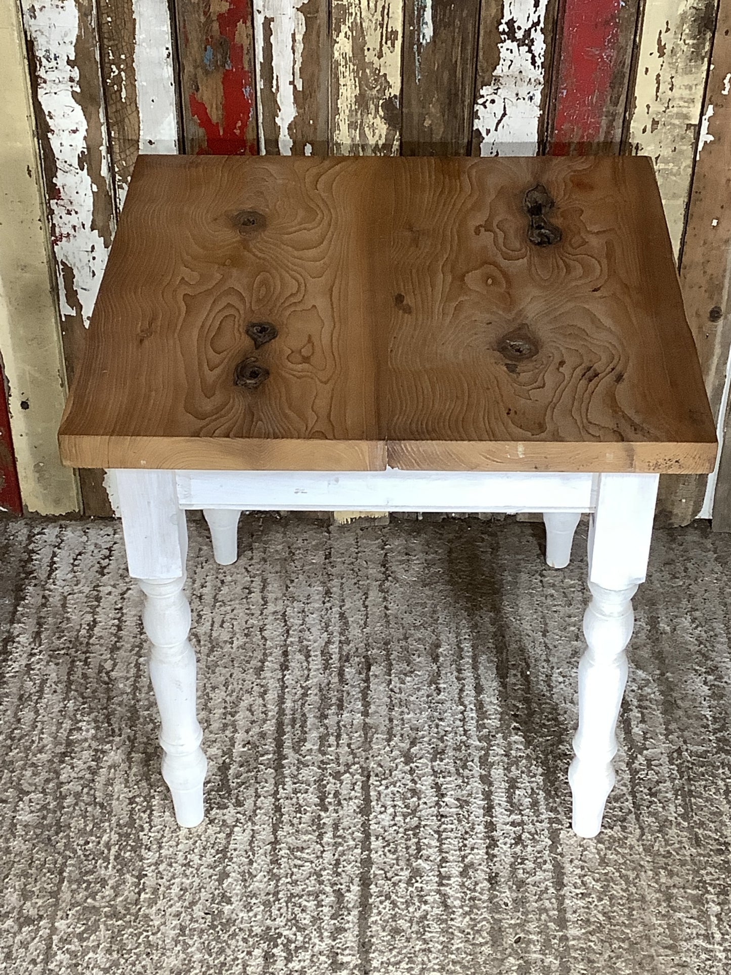 2'6"Lx2'3" Lovely 2 Seater Table With Chunky Quirky  Pine Top with painted Legs