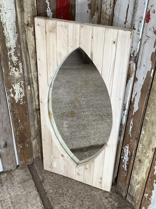 Old Sanded Back Pine & Glass Mirror 3'6"Hx1'7"W