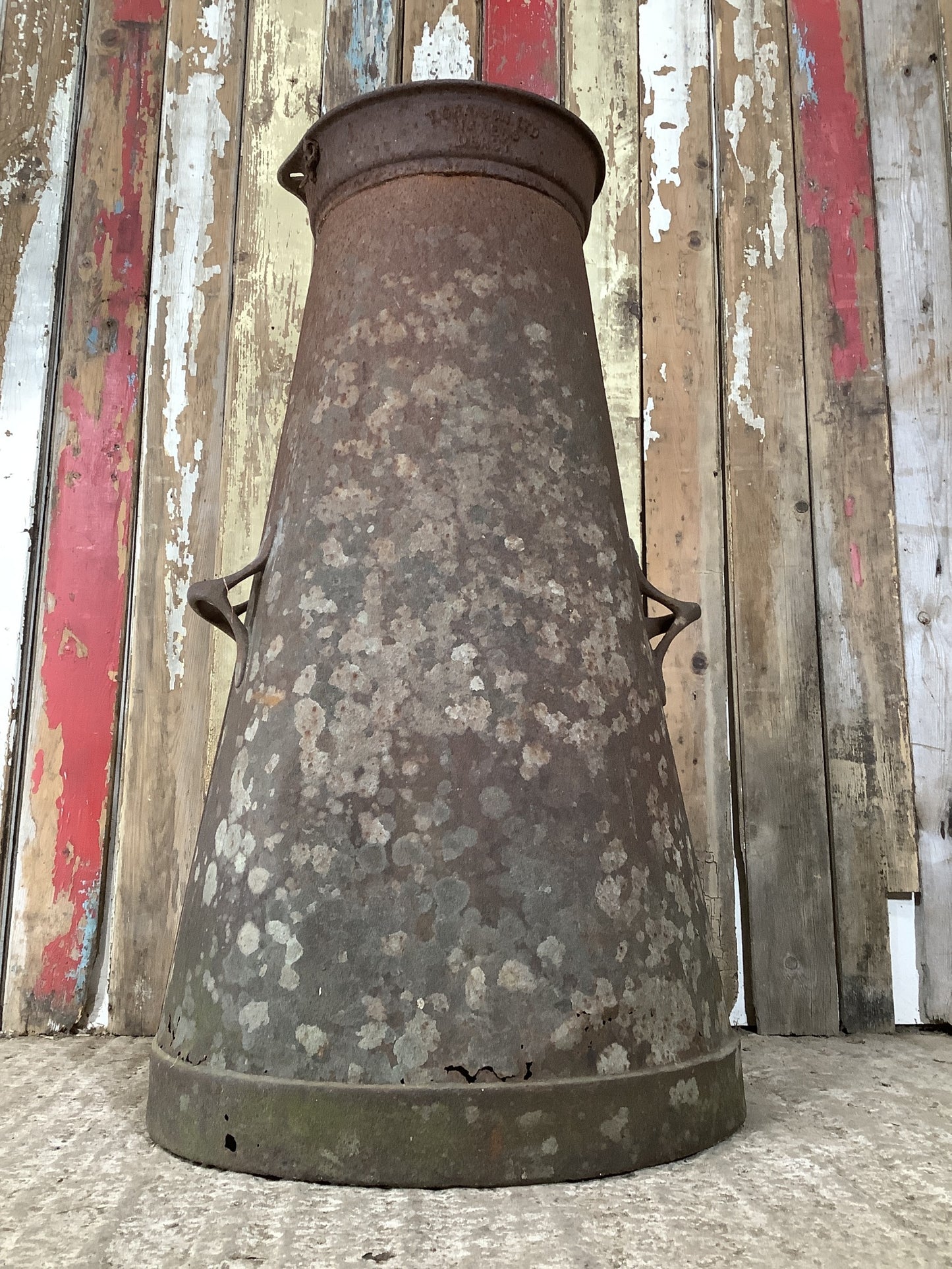 1930s Rusty Steel Metal Milk Churn 2'11"H