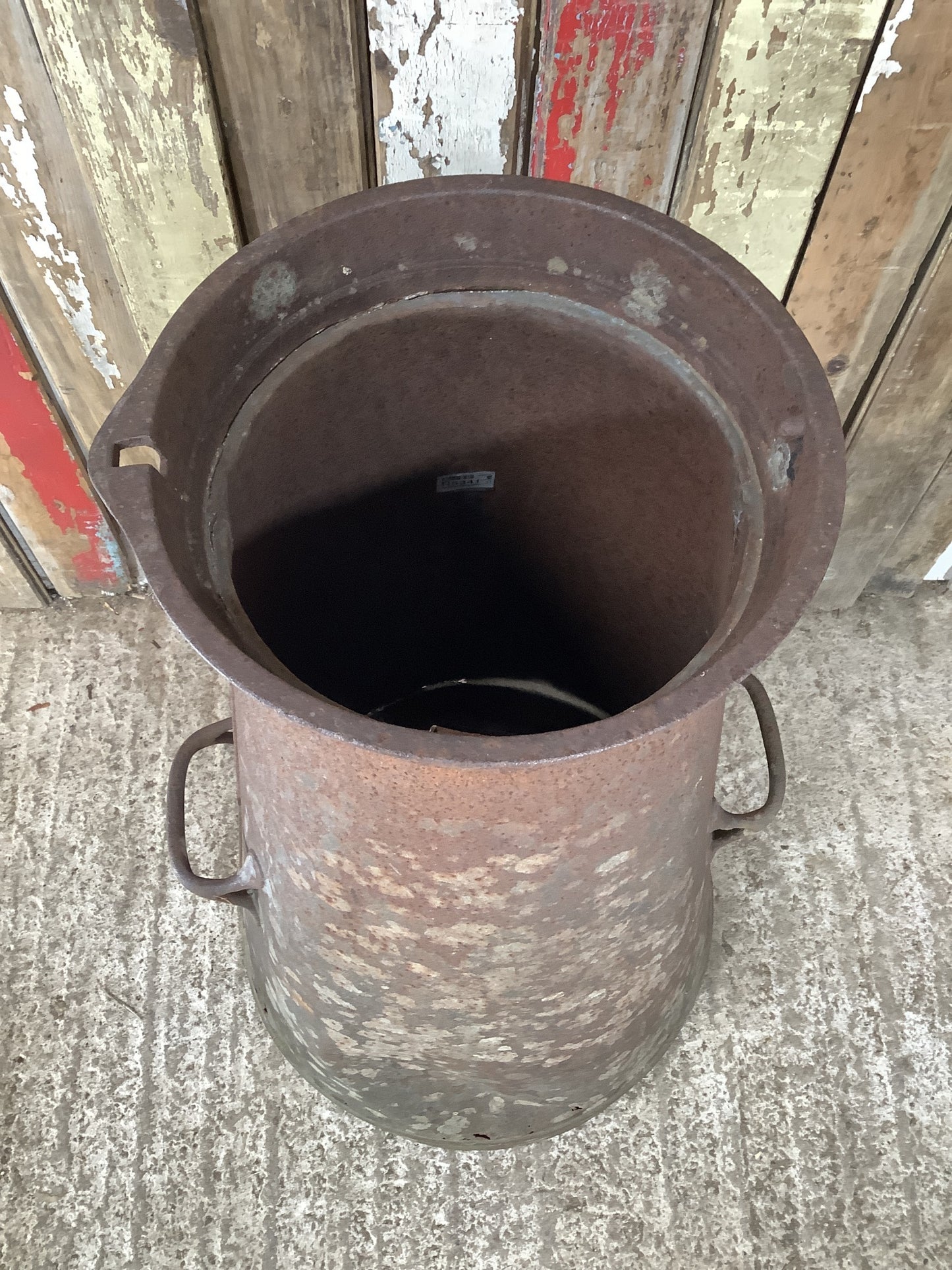 1930s Rusty Steel Metal Milk Churn 2'11"H