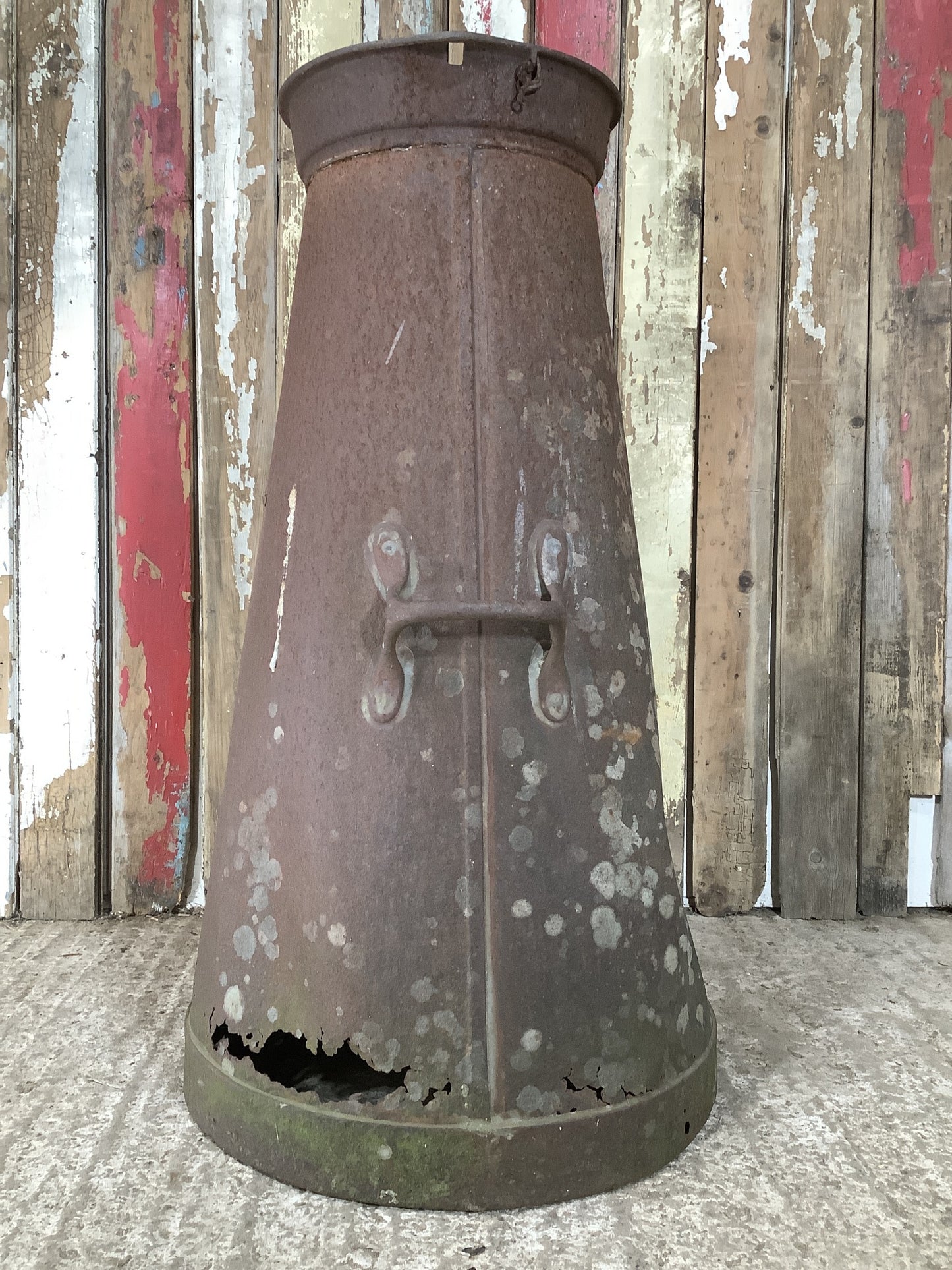 1930s Rusty Steel Metal Milk Churn 2'11"H