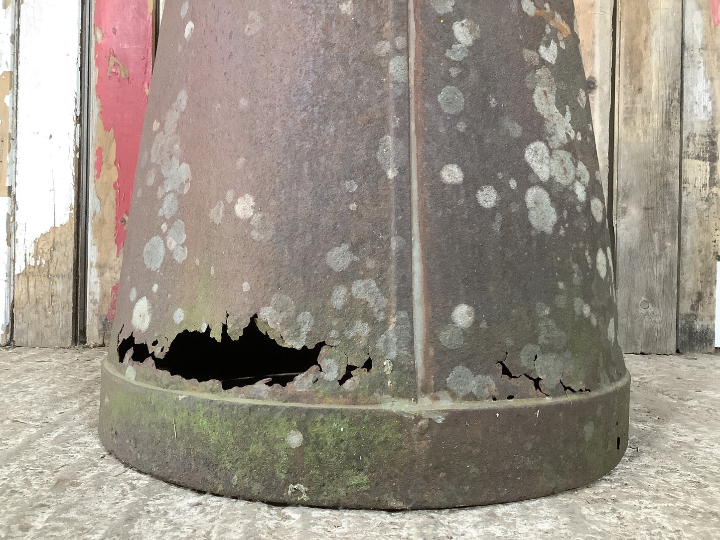 1930s Rusty Steel Metal Milk Churn 2'11"H