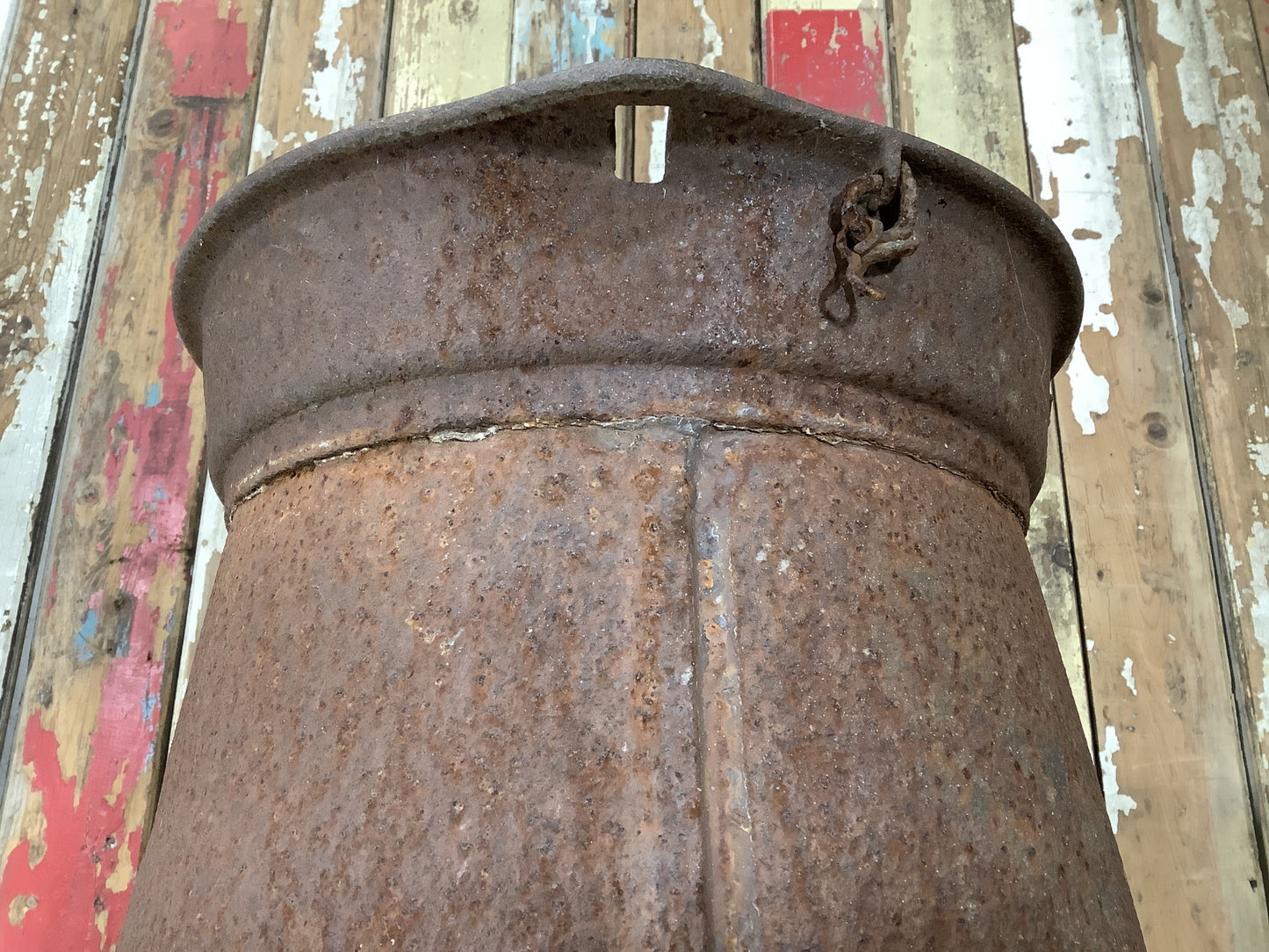 1930s Rusty Steel Metal Milk Churn 2'11"H