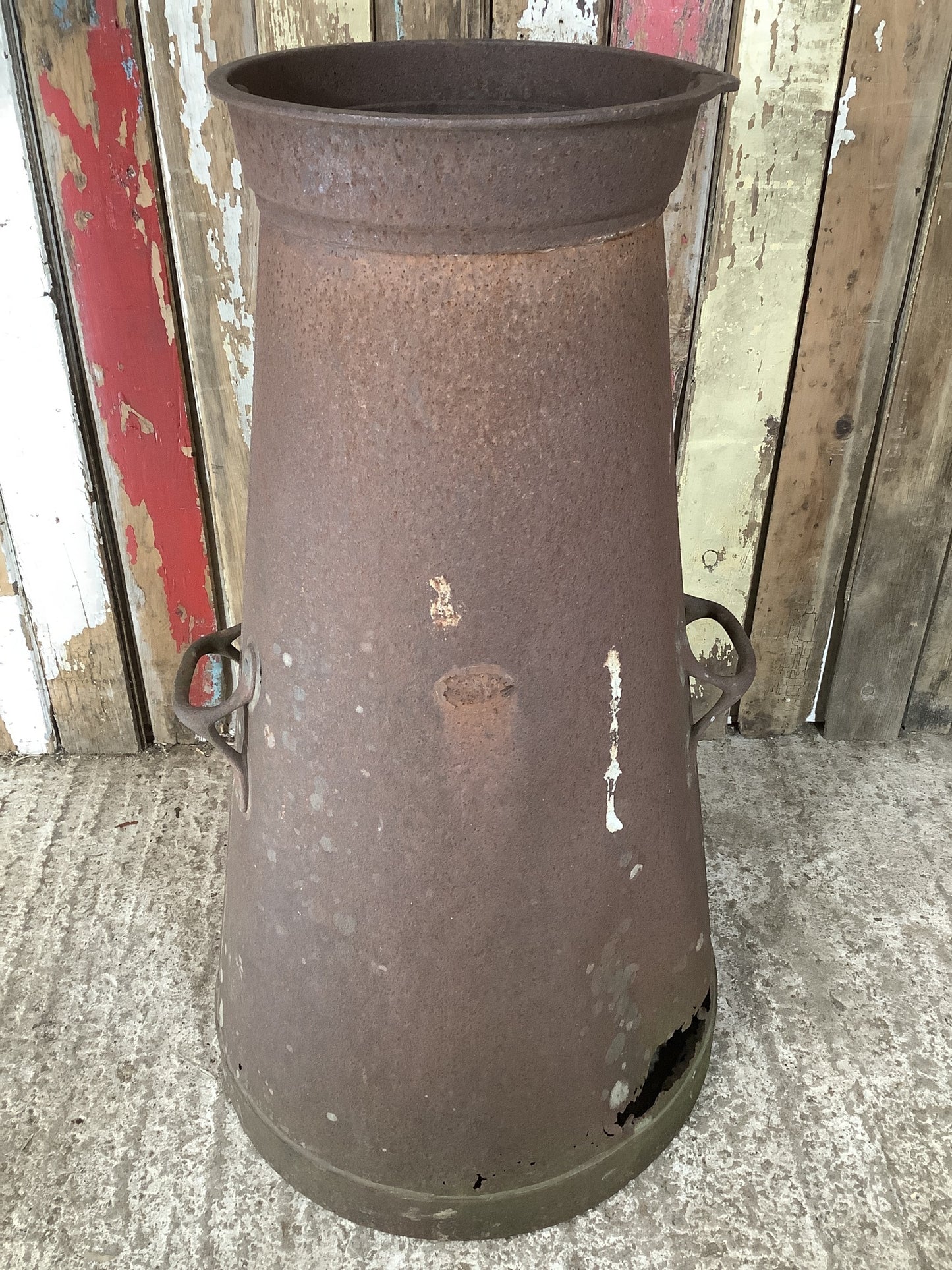 1930s Rusty Steel Metal Milk Churn 2'11"H